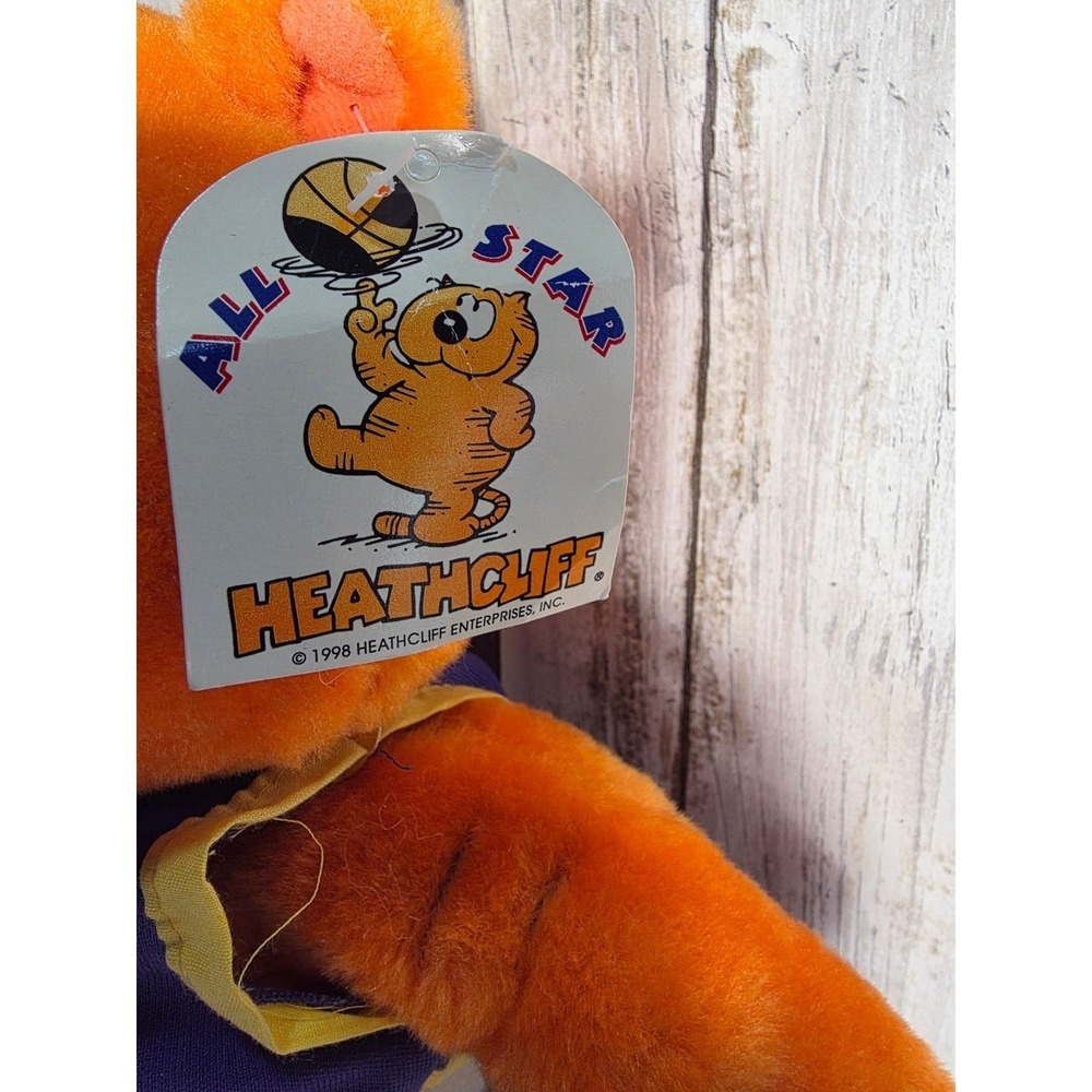 1998 Heathcliff All Star Plush Toy Orange Cat Basketball Player Outfit - Picture 3 of 10